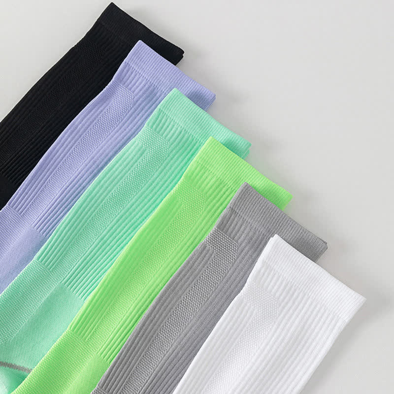 Solid Color Mesh Breathable Compression Knee High Socks(6 Pairs) - image 4