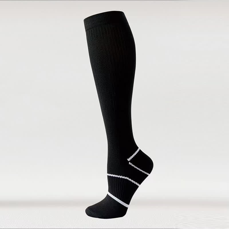 Solid Color Mesh Breathable Compression Knee High Socks(6 Pairs) - Black - EU36-40(US3-7) - image 11