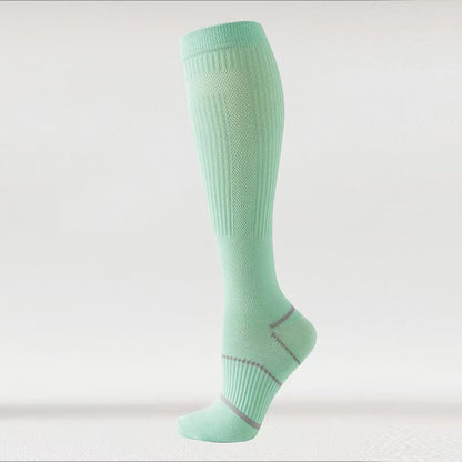 Solid Color Mesh Breathable Compression Knee High Socks(6 Pairs) - Mint - EU36-40(US3-7) - image 8