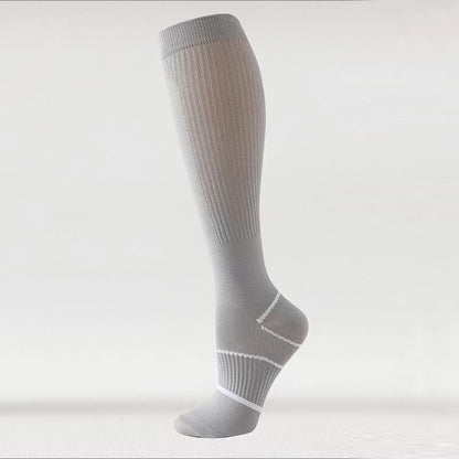 Solid Color Mesh Breathable Compression Knee High Socks(6 Pairs) - Grey - EU36-40(US3-7) - image 10
