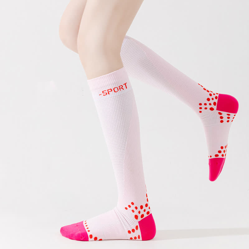 Geometric Pattern Compression Knee High Socks(4 Pairs)