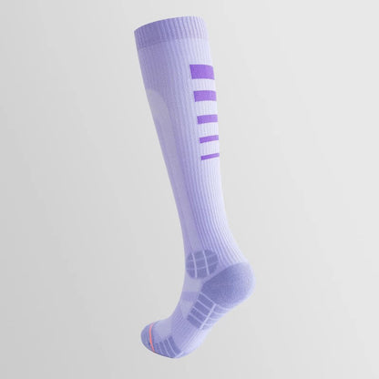 Irregular Stripe Compression Knee High Socks(6 Pairs) - Purple - EU36-40(US3-7) - image 5