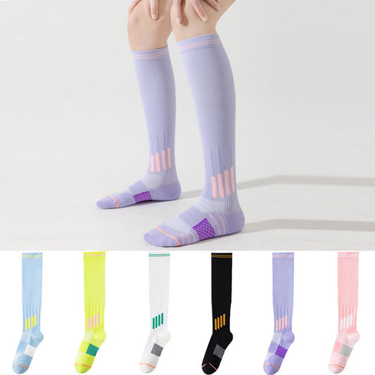 Stripe Print Sports Compression Knee High Socks(6 Pairs)