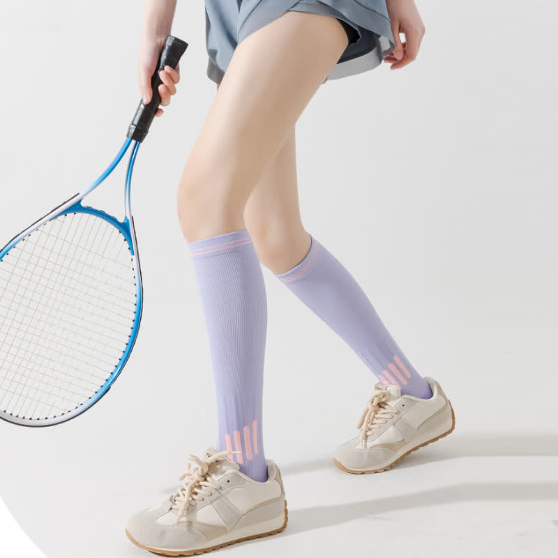 Stripe Print Sports Compression Knee High Socks(6 Pairs)