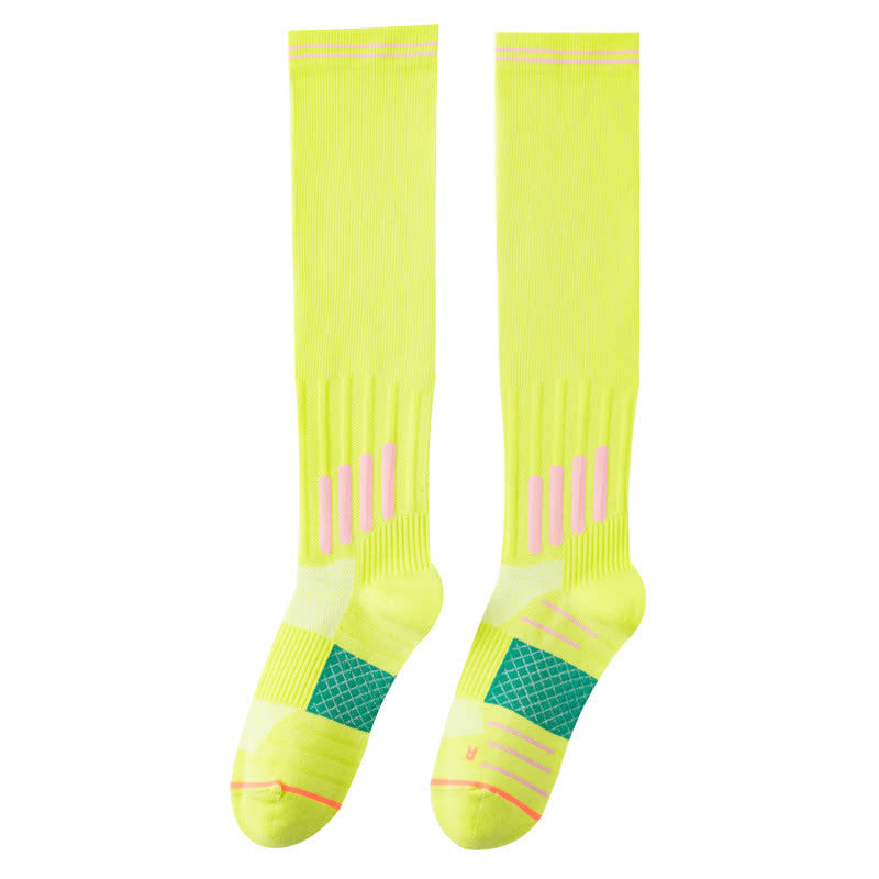 Stripe Print Sports Compression Knee High Socks(6 Pairs) - Green - EU36-40(US3-7) - image 11
