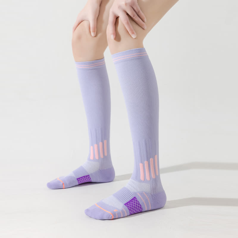 Stripe Print Sports Compression Knee High Socks(6 Pairs)