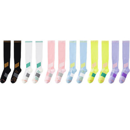 Stripe Print Sports Compression Knee High Socks(6 Pairs)