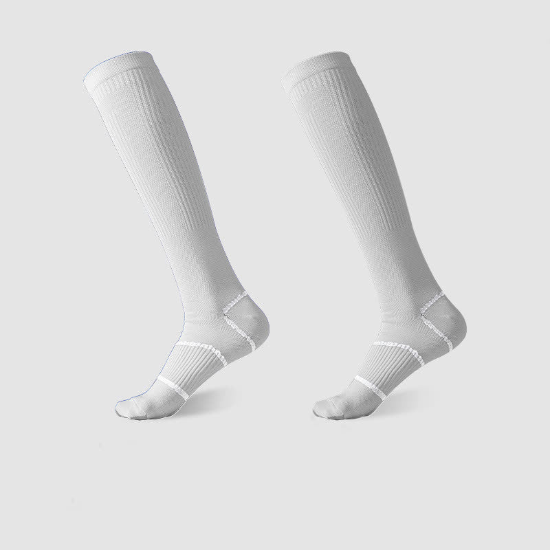 Solid Color Sports Compression Knee High Socks(6 Pairs)