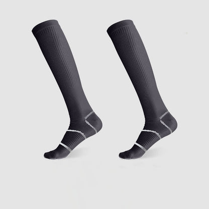 Solid Color Sports Compression Knee High Socks(6 Pairs) - Dark Grey - EU36-45(US3-11) - image 9