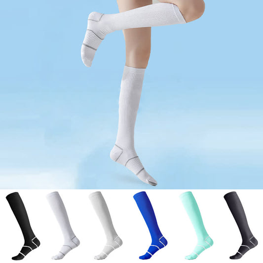 Solid Color Sports Compression Knee High Socks(6 Pairs)