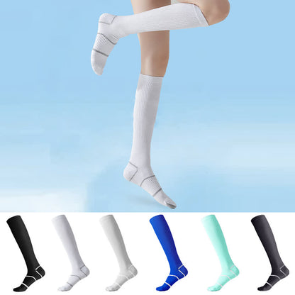 Solid Color Sports Compression Knee High Socks(6 Pairs) - Multicolor - EU36-45(US3-11) - image 0