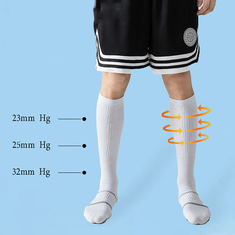 Solid Color Sports Compression Knee High Socks(6 Pairs)