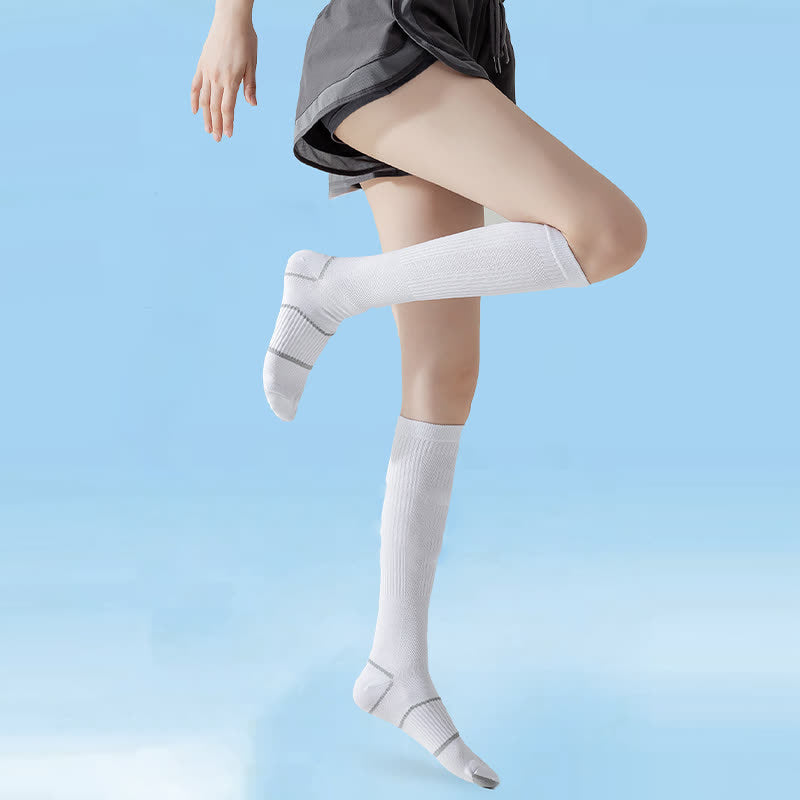 Solid Color Sports Compression Knee High Socks(6 Pairs)