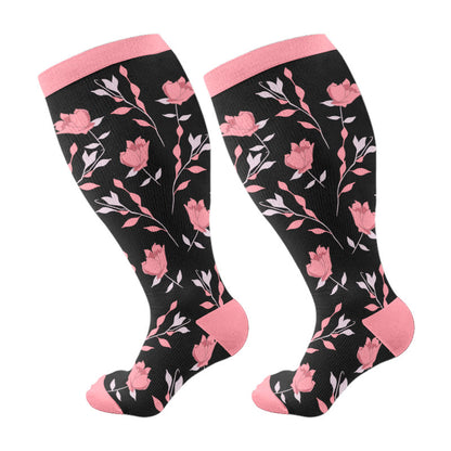 Plus Size Pink Flowers Compression Socks - image 6