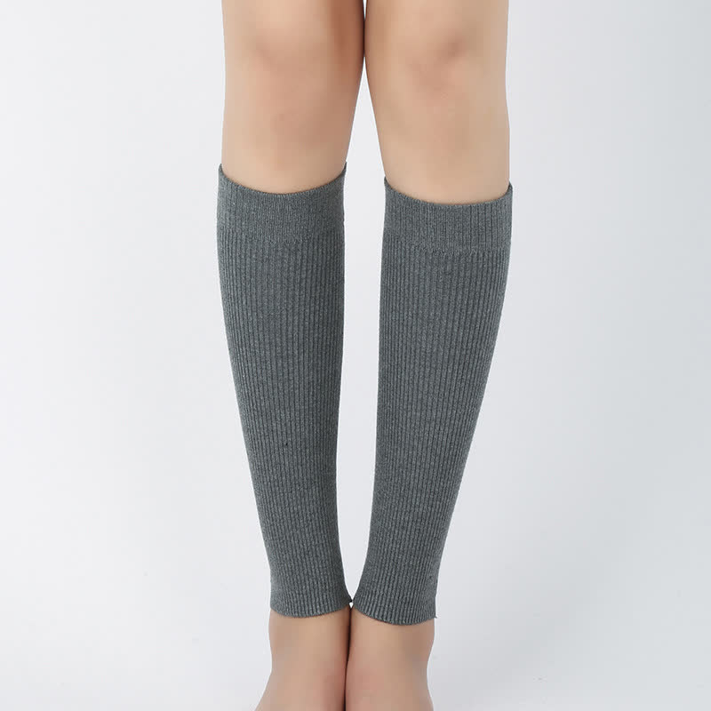 Cotton Solid Color High Elastic Calf Sleeves(2 Pairs) - Dark Grey - XL - image 3
