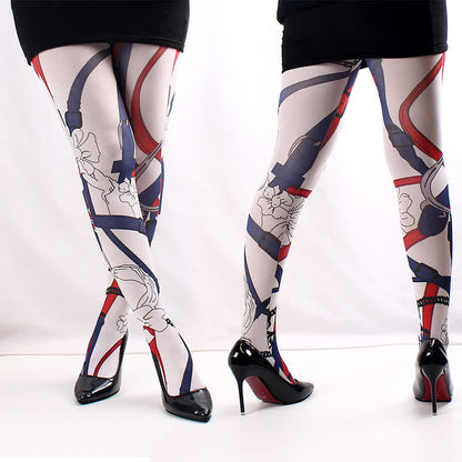 Floral Butterfly Print Pantyhose - C - One Szie - image 6