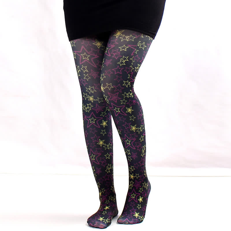 Vintage Love Diamond Print Pantyhose