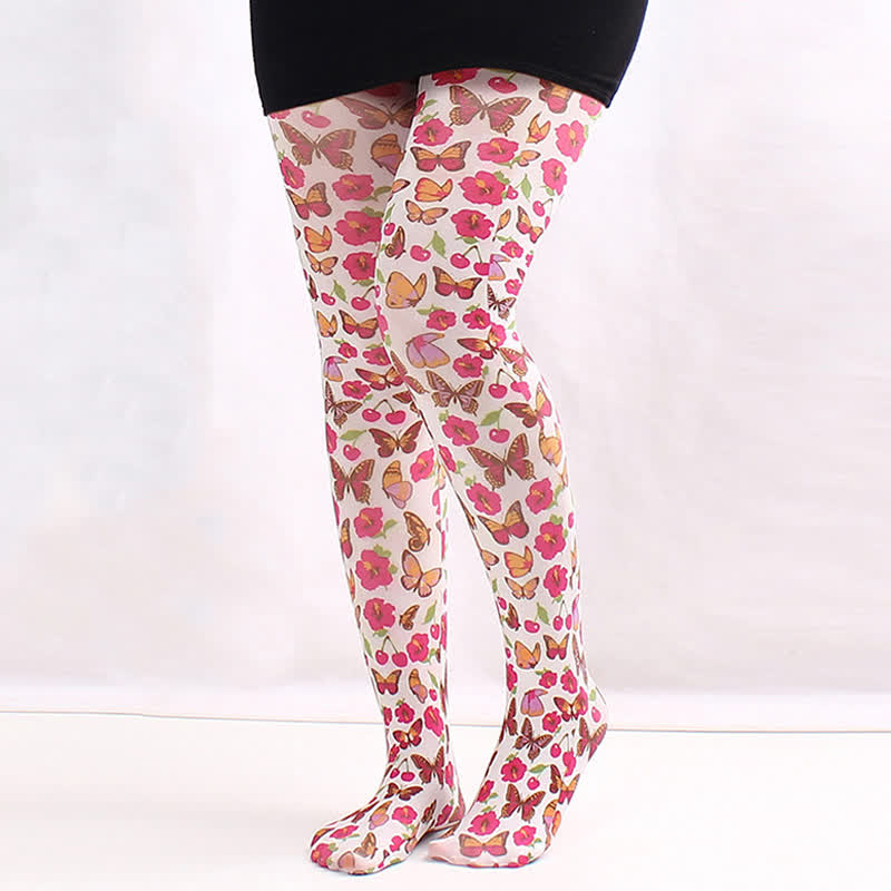 Vintage Love Diamond Print Pantyhose