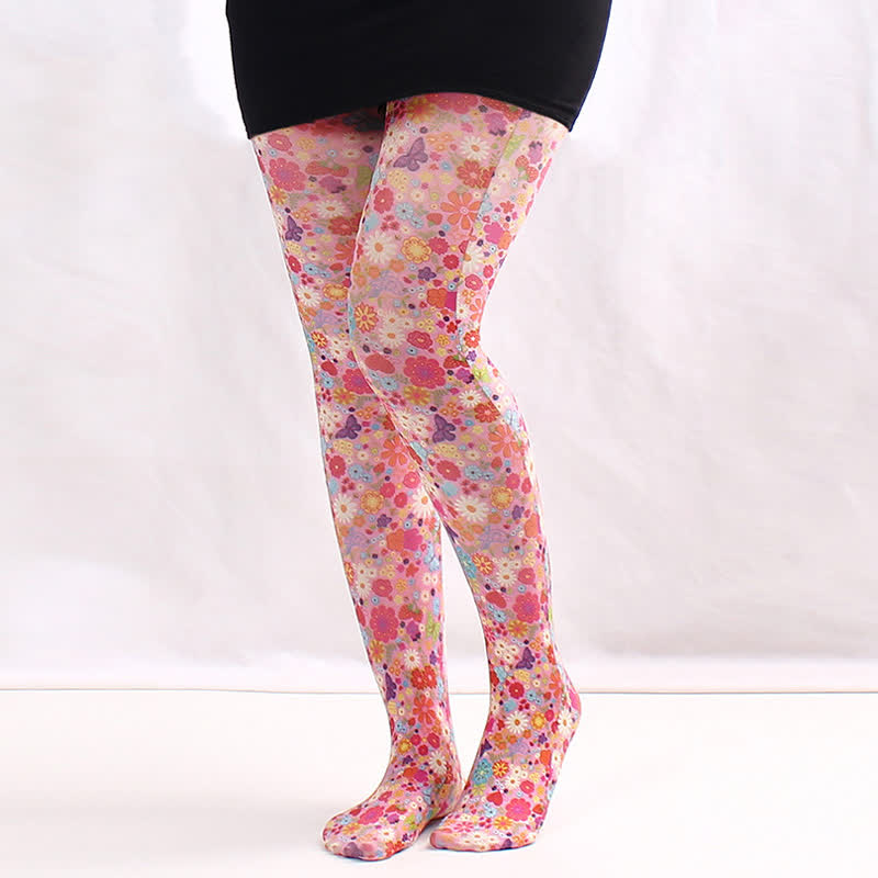 Vintage Love Diamond Print Pantyhose