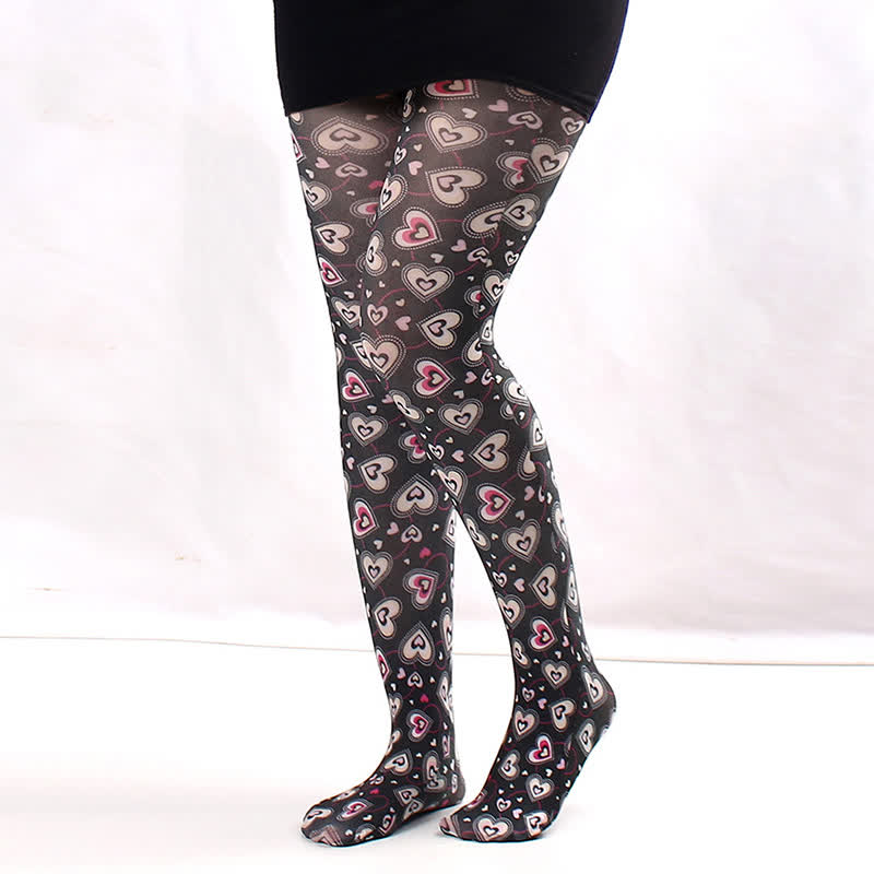 Vintage Love Diamond Print Pantyhose