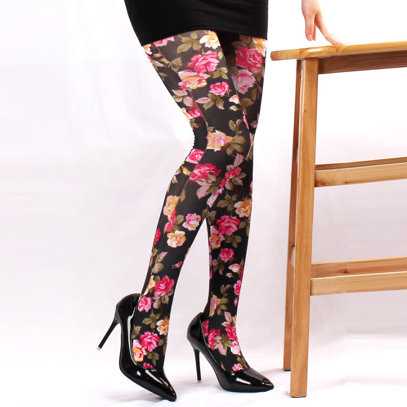 Flower Butterfly Print Pantyhose