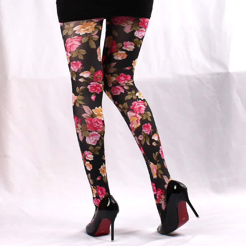 Flower Butterfly Print Pantyhose