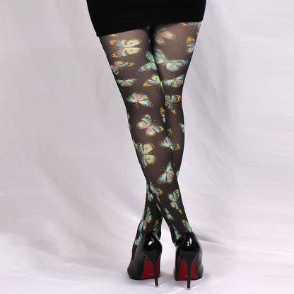 Flower Butterfly Print Pantyhose