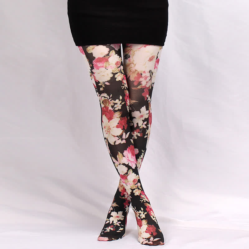 Flower Butterfly Print Pantyhose - C - One Szie - image 2