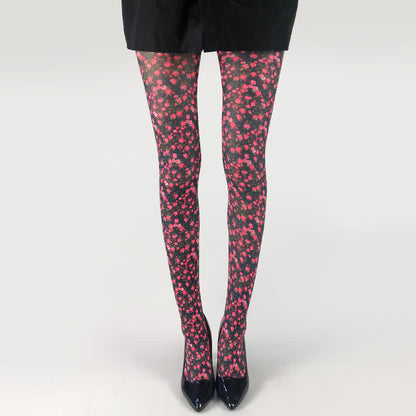 Flower Butterfly Print Pantyhose - A - One Szie - image 0