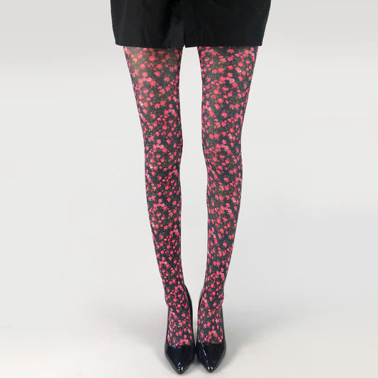 Flower Butterfly Print Pantyhose - A - One Szie - image 0
