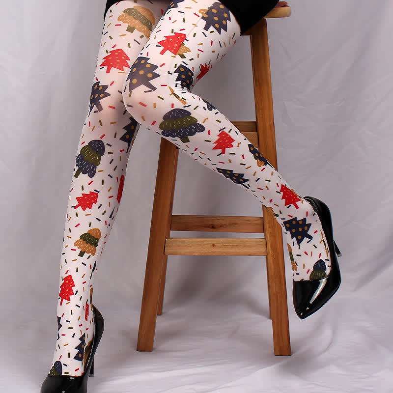 Vintage Plaid Heart Print Pantyhose