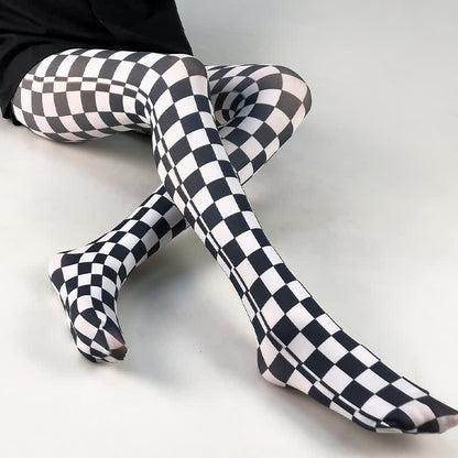 Vintage Plaid Heart Print Pantyhose - image 1