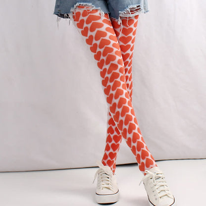 Vintage Plaid Heart Print Pantyhose