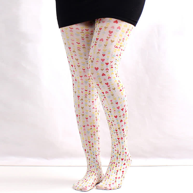 Vintage Floral Polka Dot Print Pantyhose