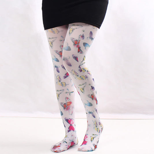 Vintage Floral Polka Dot Print Pantyhose