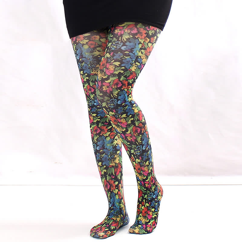 Vintage Floral Polka Dot Print Pantyhose