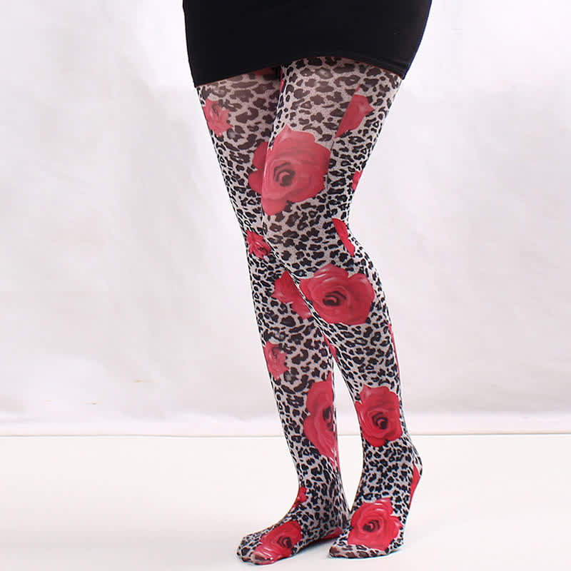 Vintage Floral Polka Dot Print Pantyhose