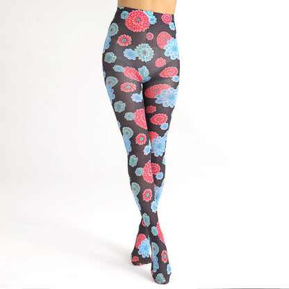 Vintage Floral Leopard Print Pantyhose - E - One Szie - image 12