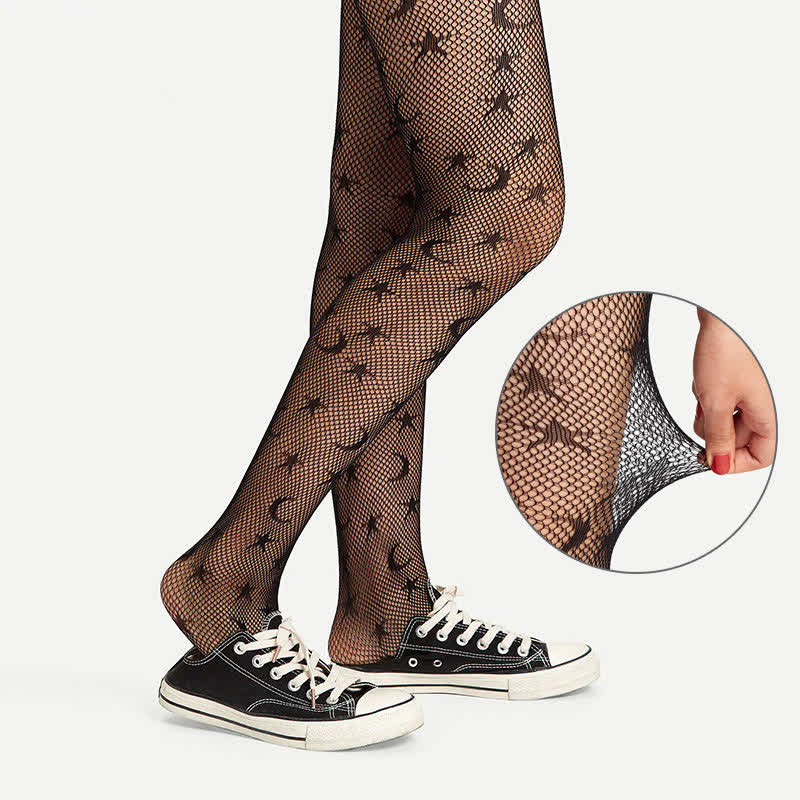 Plus Size Plaid Star Moon Pantyhose(3 Pairs) - C - One Szie - image 5