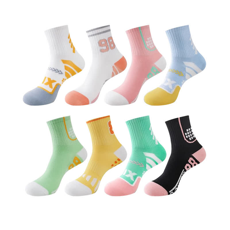 Number Graphics Print Ankle Compression Socks(8 Pairs) - Multicolor - EU35-40(US3-7) - image 2