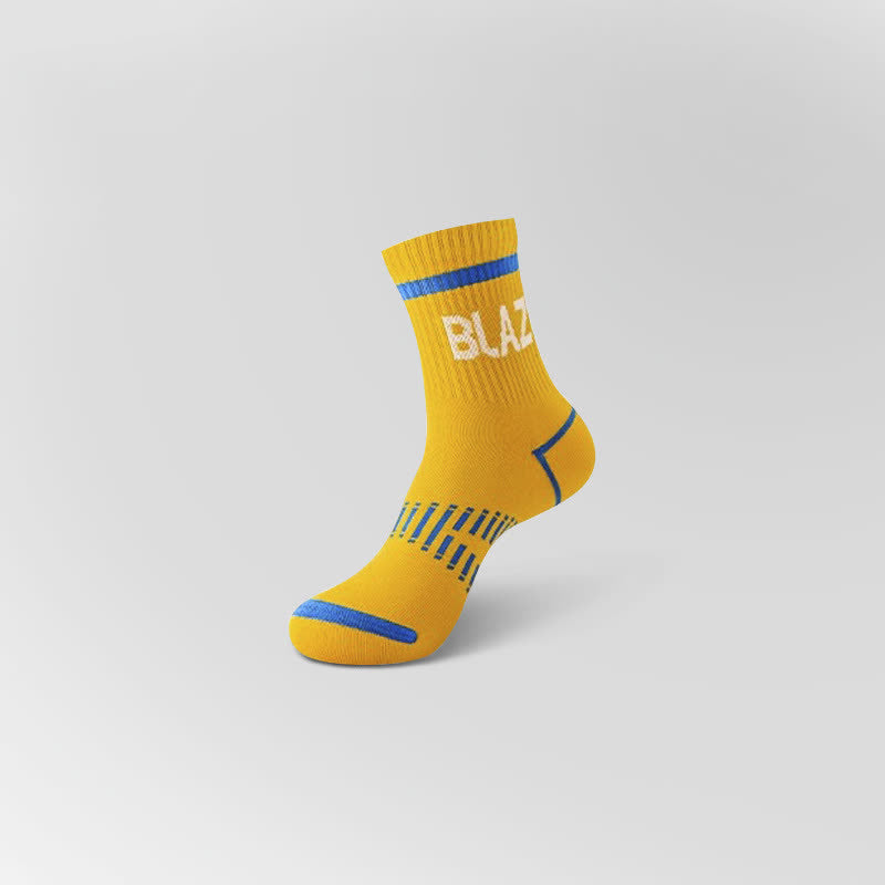 Letter Print Sports Ankle Compression Socks(5 Pairs) - Orange - EU38-45(US5-11) - image 7