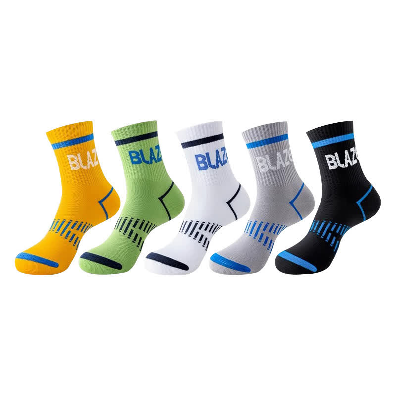 Letter Print Sports Ankle Compression Socks(5 Pairs) - Multicolor - EU38-45(US5-11) - image 2