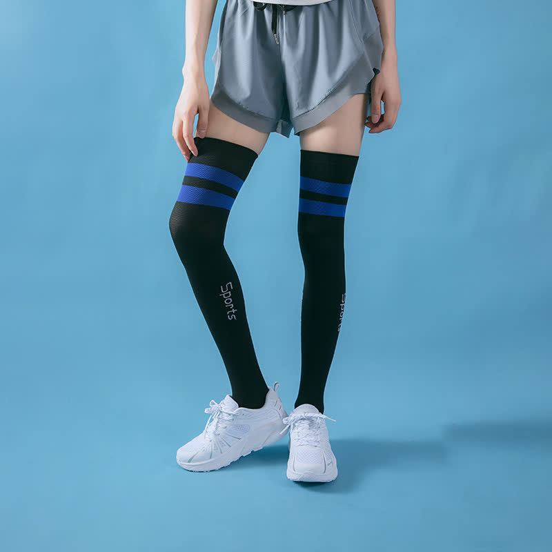 Fitness Compression Thigh High Socks(2 Pairs) - Black&Blue - EU36-42(US3-8.5) - image 4