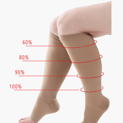 Plus Size Medical Open-toe Compression Calf Socks(30-40mmhg)