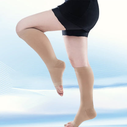 Plus Size Medical Open-toe Compression Calf Socks(30-40mmhg) - Nude - 5XL - image 3