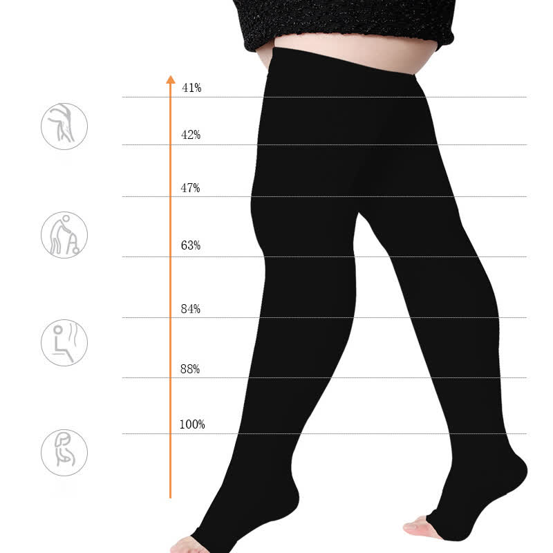 Plus Size Medical Open-toe Thigh High Compression Socks(30-40mmhg)