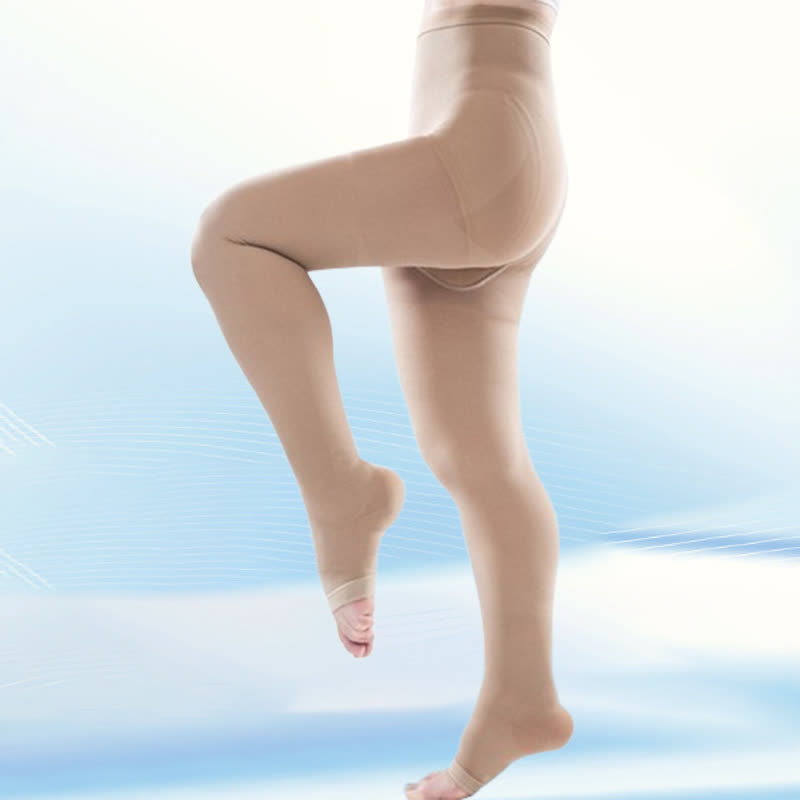 Plus Size Medical Open Toe Compression Pantyhose(30-40mmHg) - Nude - 5XL - image 5