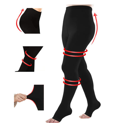 Plus Size Medical Open Toe Compression Pantyhose(30-40mmHg) - image 1