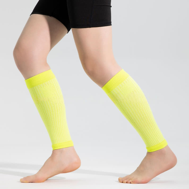 Contrast Trim Sports Calf Compression Sleeves - Yellow - One Size - image 9