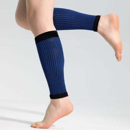 Contrast Trim Sports Calf Compression Sleeves - Black&Blue - One Size - image 7